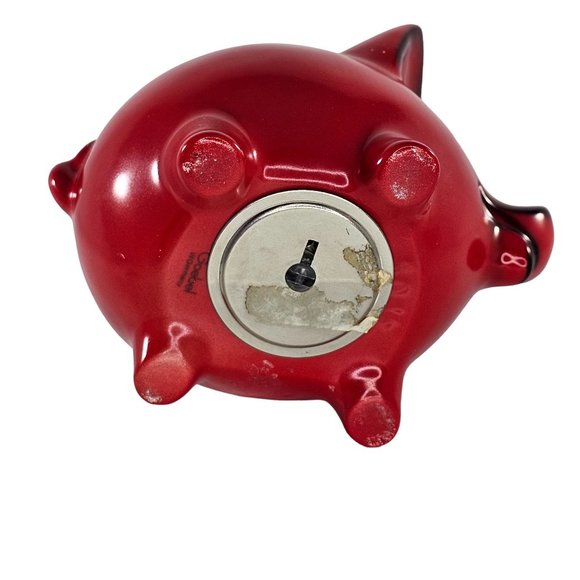 Vintage Goebel Piggy Bank Red West Germany *Missing Key* - Picture 8 of 10